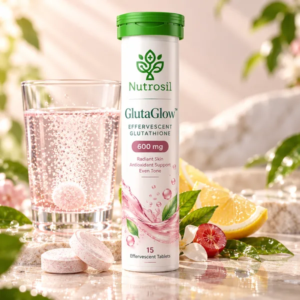 GlutaGlow effervescent tablets, Nutrosil packaging preview